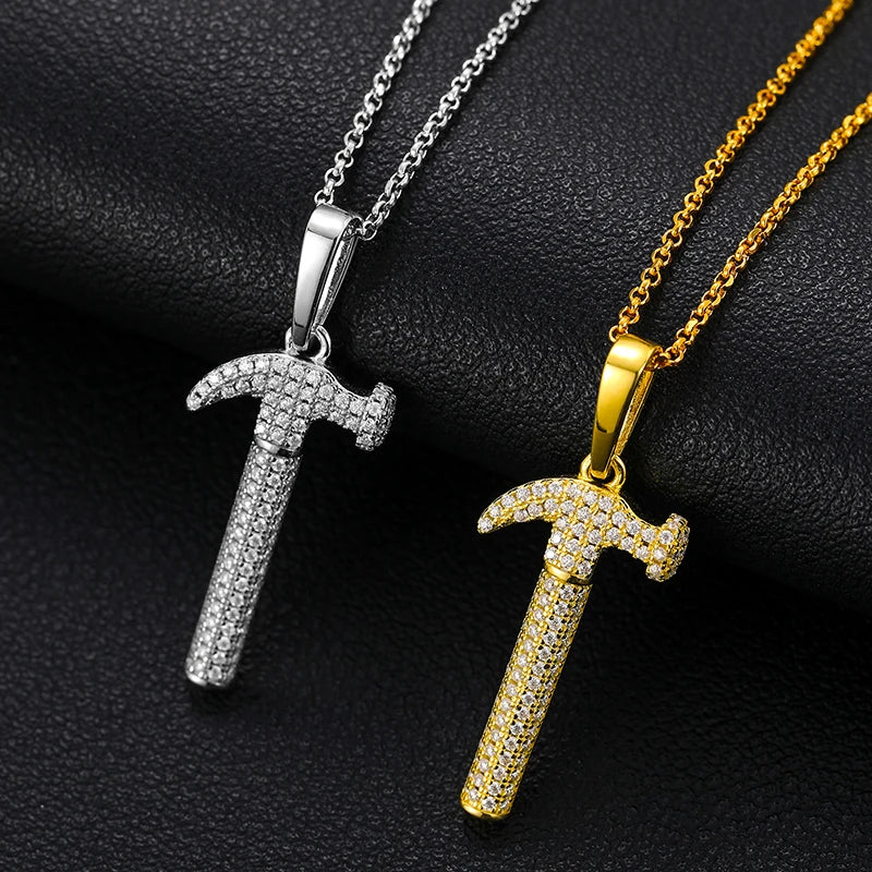 925 Sterling Silver Hammer Moissanite Pendant Necklace – Women