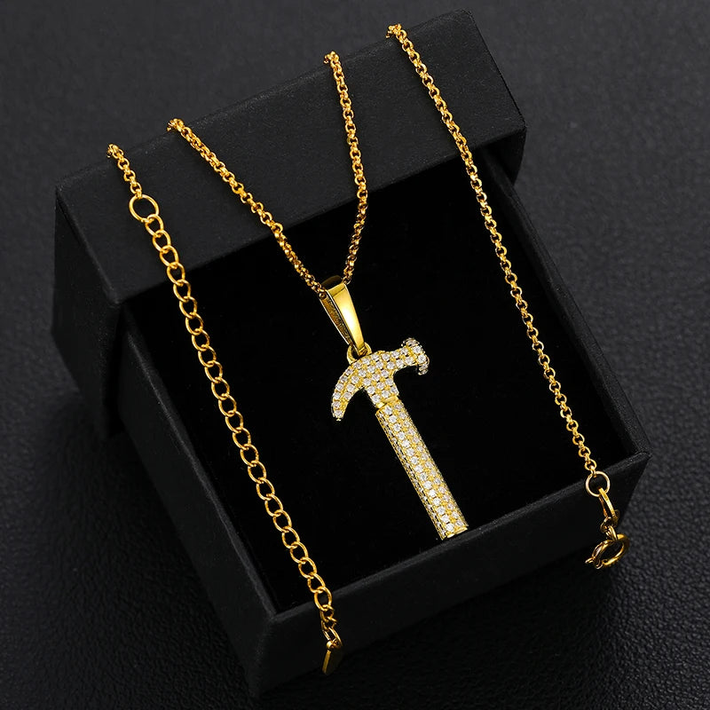 925 Sterling Silver Hammer Moissanite Pendant Necklace – Women