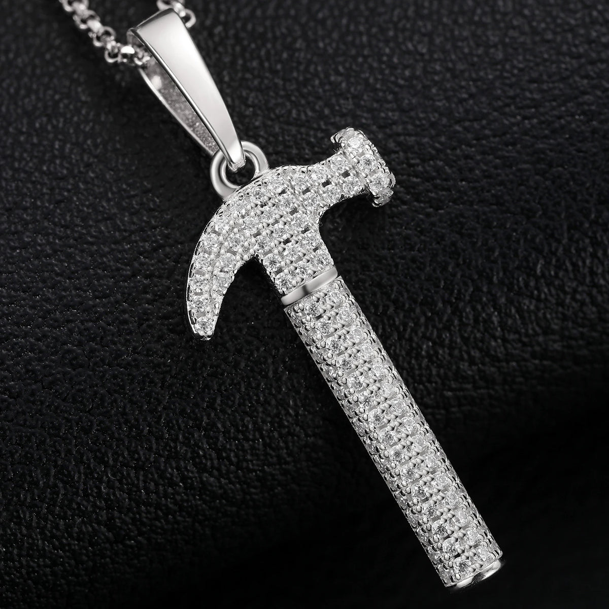 925 Sterling Silver Hammer Moissanite Pendant Necklace – Women