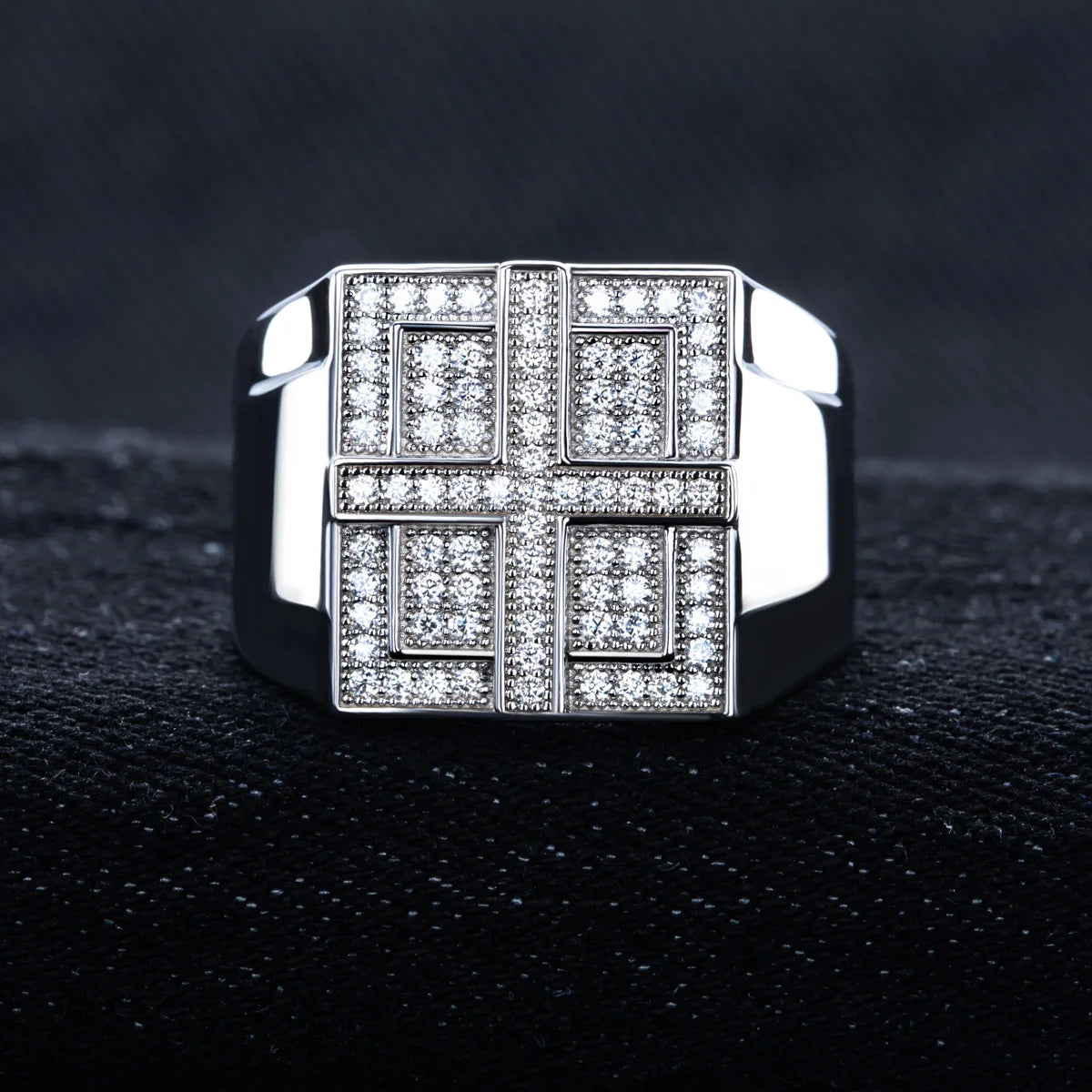 Moissanite Cross Ring – 925 Silver & Gold Plated