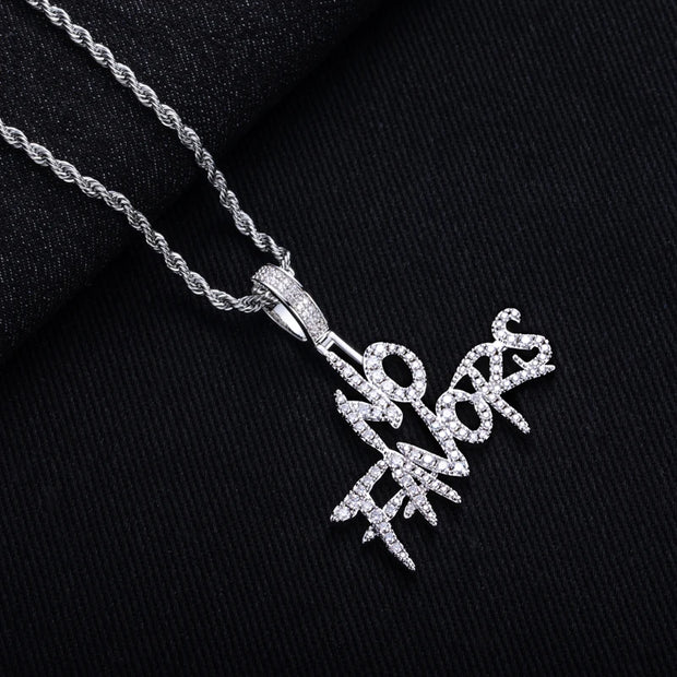 “NO FAVORS” Moissanite Pendant Necklace – 14K Gold Plated