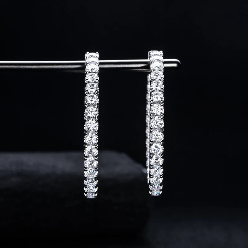 Moissanite Big Hoop Huggie Earrings – 925 Silver Luxury Jewelry