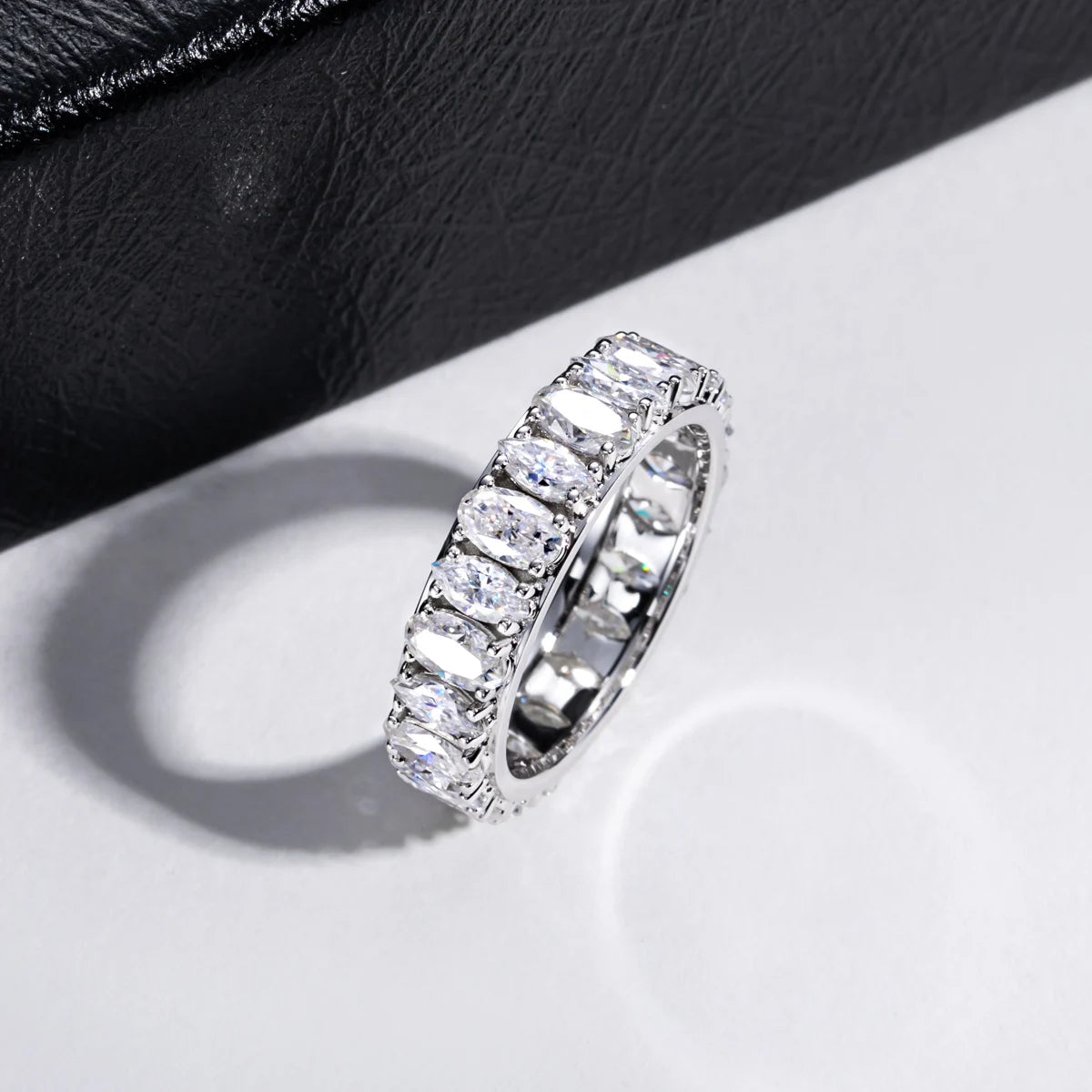 0.5ct Moissanite Dual-Cut Wedding Band – 925 Silver Fine Jewelry