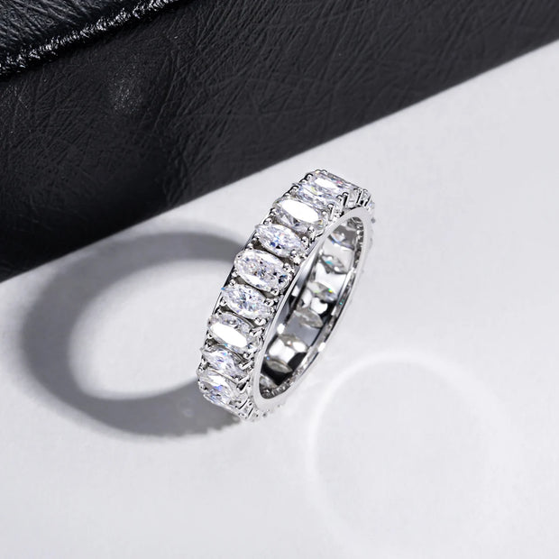 0.5ct Moissanite Dual-Cut Wedding Band – 925 Silver Fine Jewelry