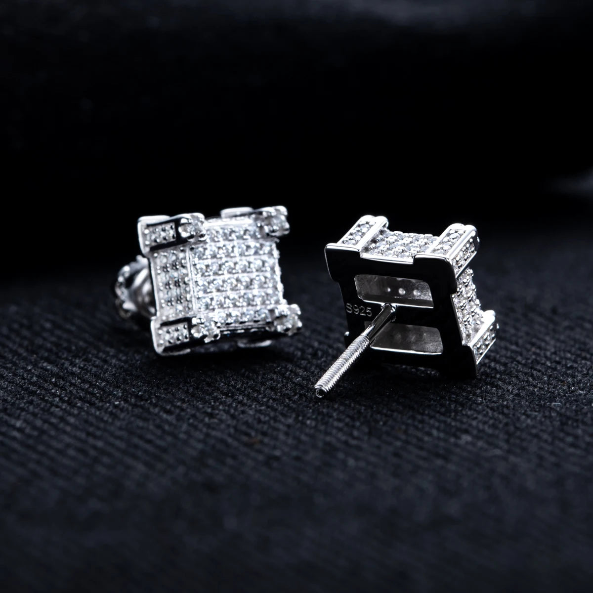 Moissanite Square Stud Earrings – 1.06cttw 925 Silver Hip Hop Jewelry