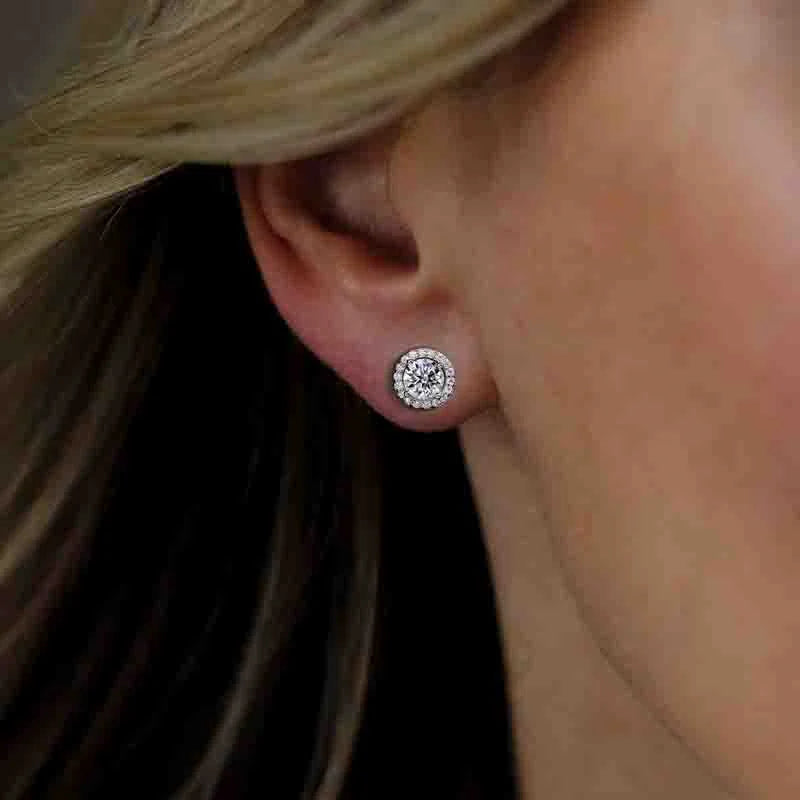 1cttw Moissanite Round Stud Earrings – 925 Silver Unisex