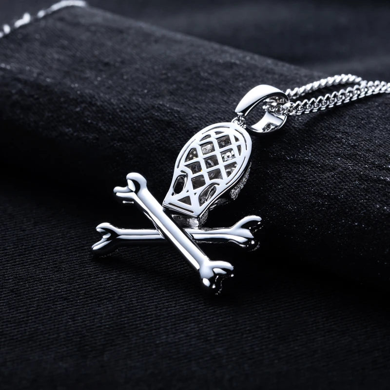 3.35cttw Moissanite Skull Pendant – 925 Silver Iced Out Necklace