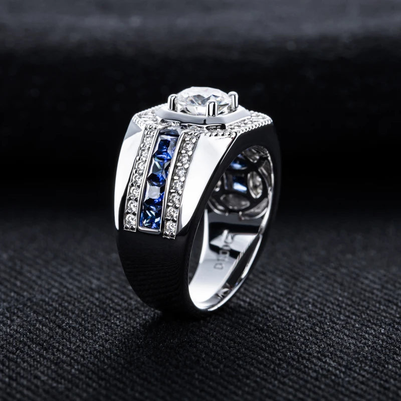 1ct VVS1 Moissanite Men’s Iced Out Diamond Ring – 925 Sterling Silver