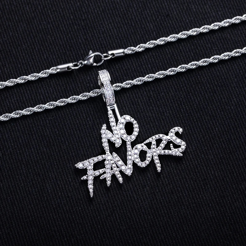 “NO FAVORS” Moissanite Pendant Necklace – 14K Gold Plated