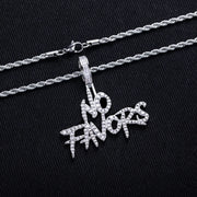 “NO FAVORS” Moissanite Pendant Necklace – 14K Gold Plated
