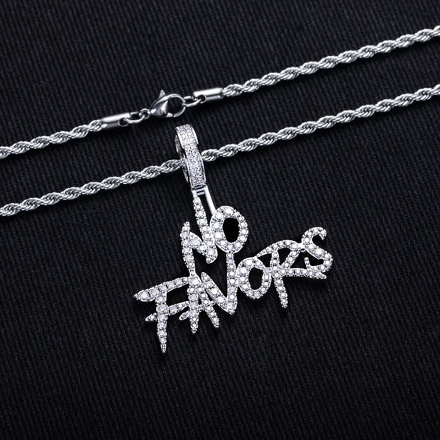 “NO FAVORS” Moissanite Pendant Necklace – 14K Gold Plated