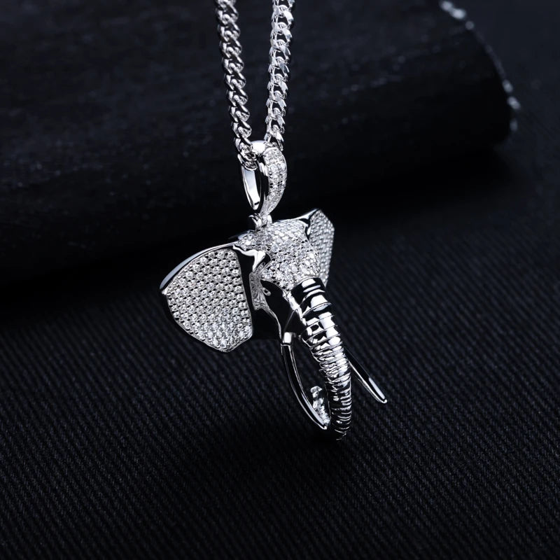 Iced Out Elephant Pendant – 925 Silver Moissanite Hip Hop Necklace