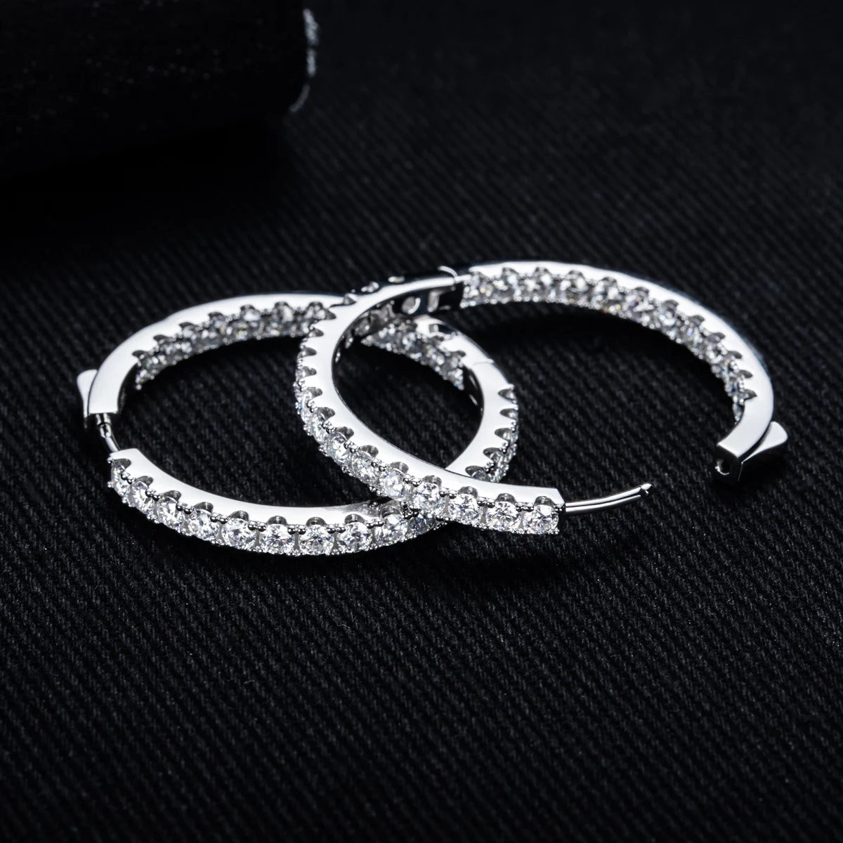 Moissanite Big Hoop Huggie Earrings – 925 Silver Luxury Jewelry
