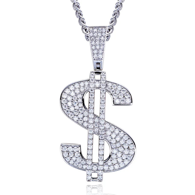Iced Out Dollar Pendant – 925 Silver