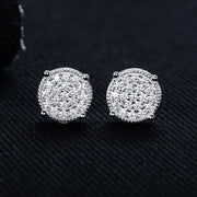 Moissanite Round Stud Earrings – 925 Silver Hip Hop Jewelry