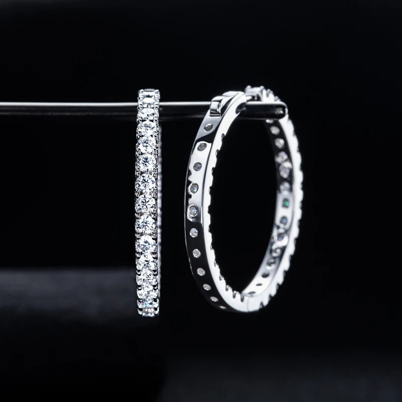 Moissanite Big Hoop Huggie Earrings – 925 Silver Luxury Jewelry