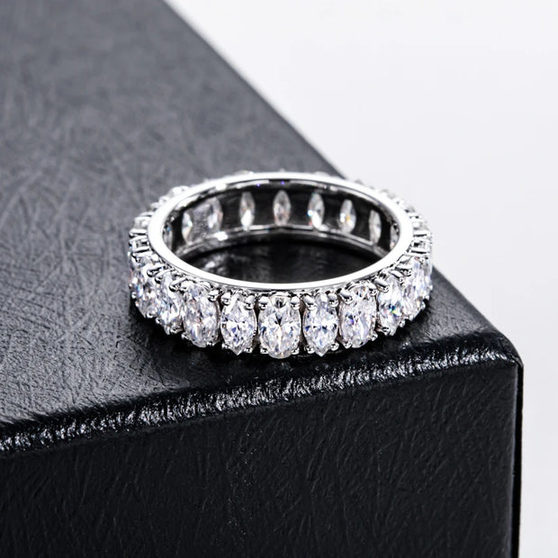 0.5ct Moissanite Dual-Cut Wedding Band – 925 Silver Fine Jewelry