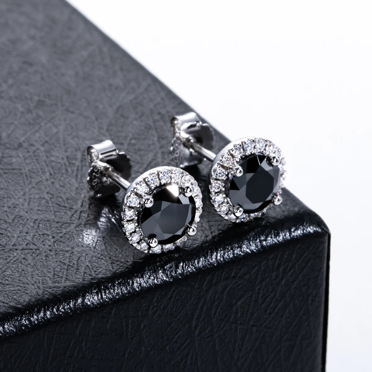 1ct Black Moissanite Stud Earrings – 925 Silver Hip Hop Jewelry