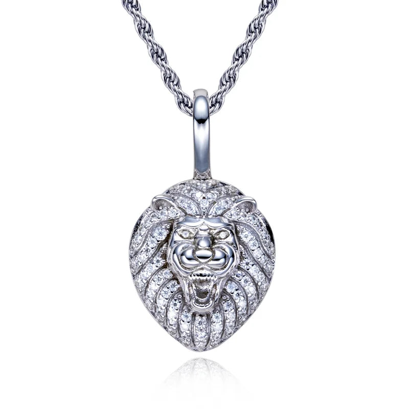 Iced Out Lion Pendant – 925 Silver Moissanite Hip Hop Necklace
