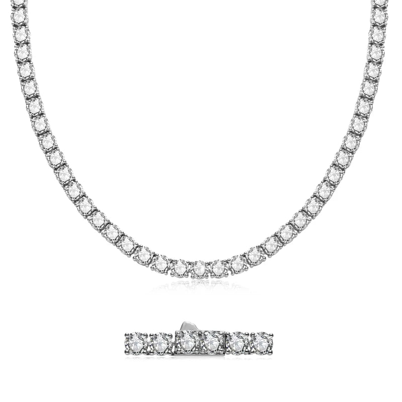 Moissanite Iced Out Tennis Necklace – 32–79cttw 925 Silver