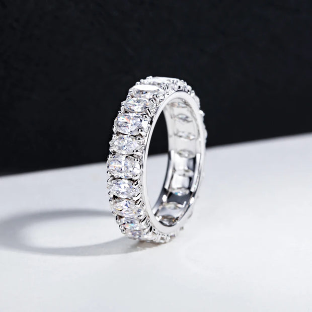 0.5ct Moissanite Dual-Cut Wedding Band – 925 Silver Fine Jewelry
