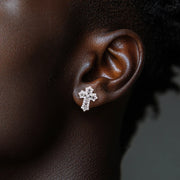 1.0cttw Moissanite Iced Out Cross Stud Earrings – 925 Sterling Silver