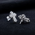 Moissanite Cross Stud Earrings – 925 Silver Hip Hop Jewelry