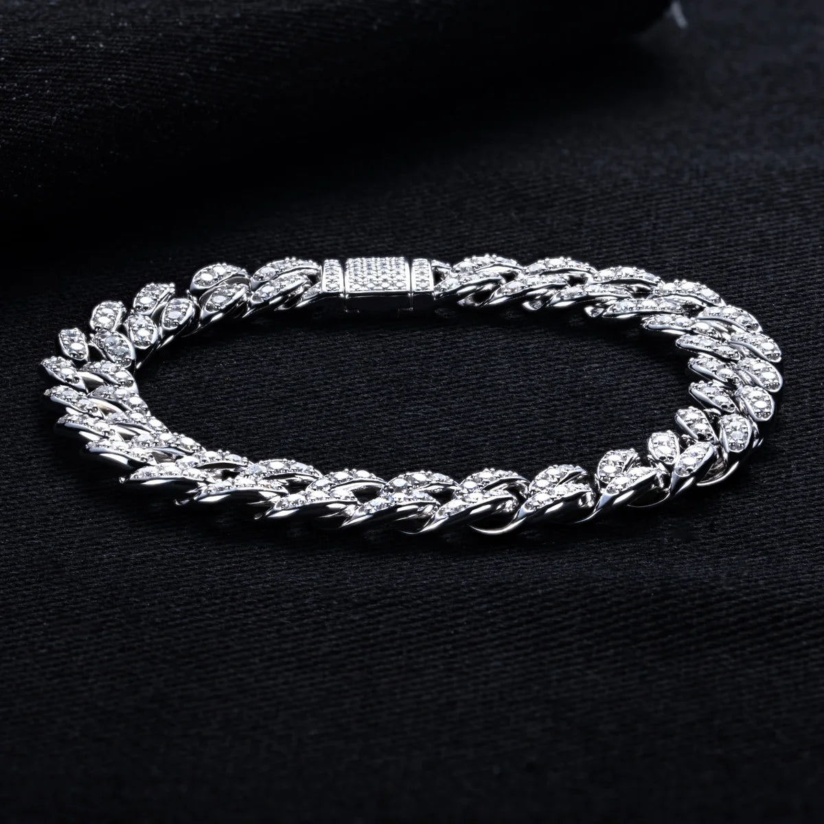 Moissanite Cuban Link Bracelet – 925 Silver Iced Out Hip Hop Jewelry