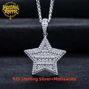 1.8ct Moissanite Lucky Star Pendant – 925 Sterling Silver Hip Hop Necklace for Men