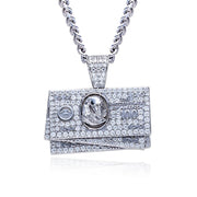 1.9cttw Moissanite Dollar Bill Pendant – 925 Silver Hip Hop Necklace