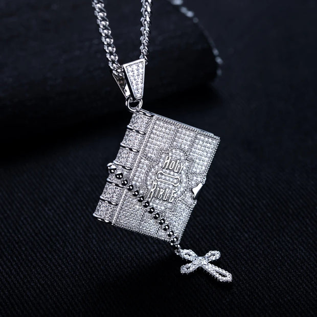 1.78cttw Moissanite Bible Cross Pendant – 925 Silver Iced Out Necklace