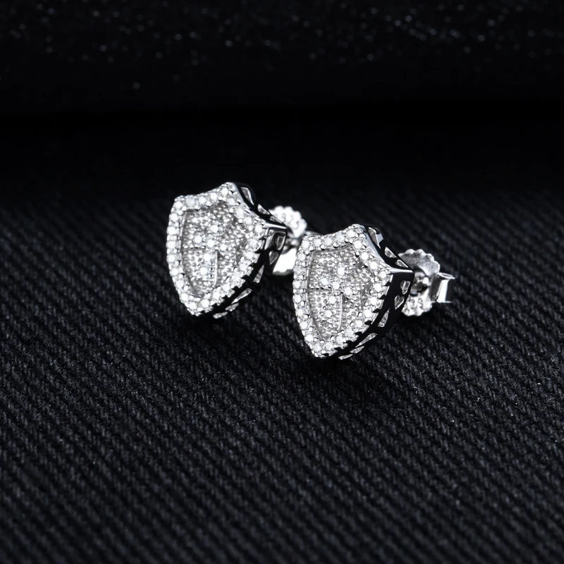 Moissanite Cross Stud Earrings – 925 Silver Hip Hop Jewelry