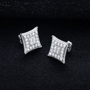 Moissanite Square Stud Earrings – 925 Silver Iced Out Jewelry