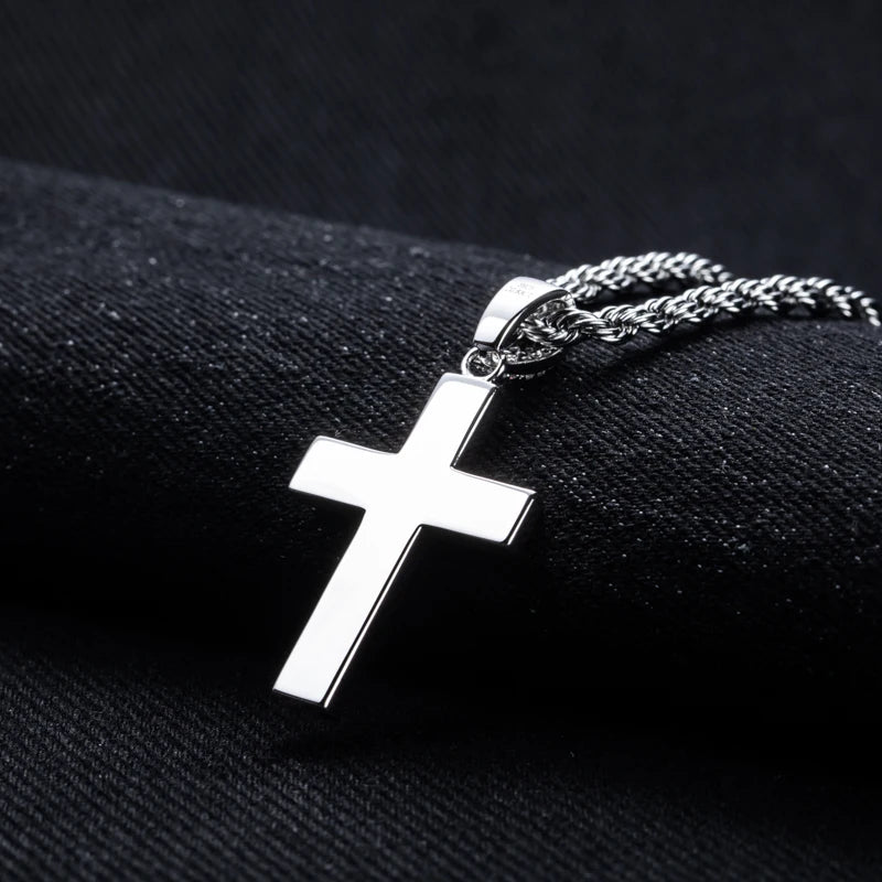 Moissanite Bling Cross Pendant Iced Out Hip Hop Necklace 925 Sterling Silver