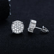 Moissanite Round Stud Earrings – 925 Silver Hip Hop Jewelry