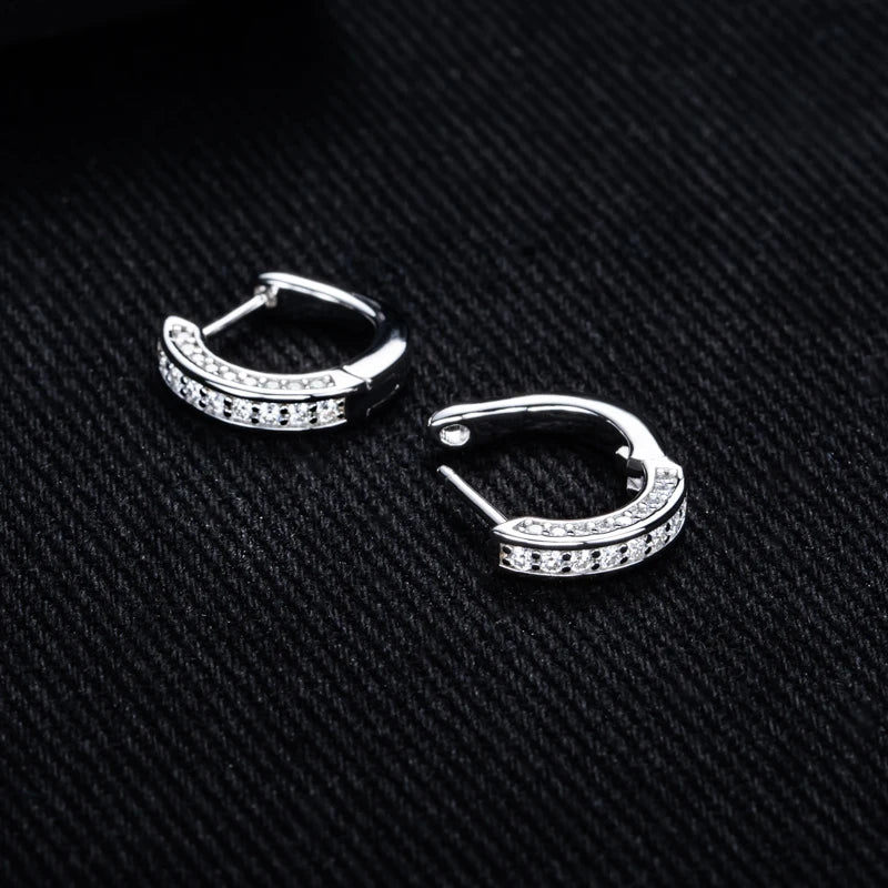 Moissanite Hoop Huggie Earrings – 925 Silver Bling Jewelry