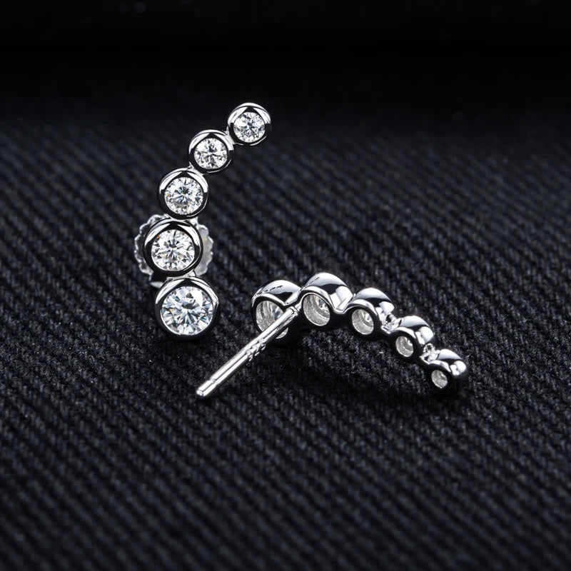 Moissanite Round Stud Earrings – 0.82cttw 925 Silver
