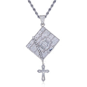 1.78cttw Moissanite Bible Cross Pendant – 925 Silver Iced Out Necklace
