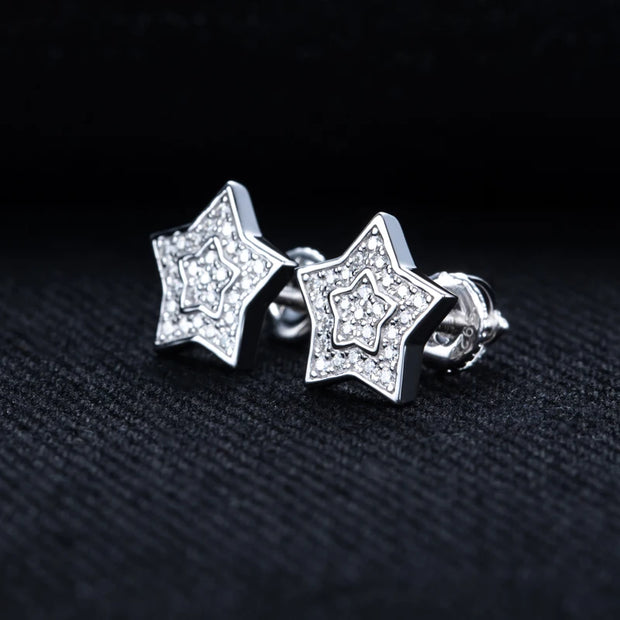 0.27ct Star Moissanite Stud Earrings – 925 Silver