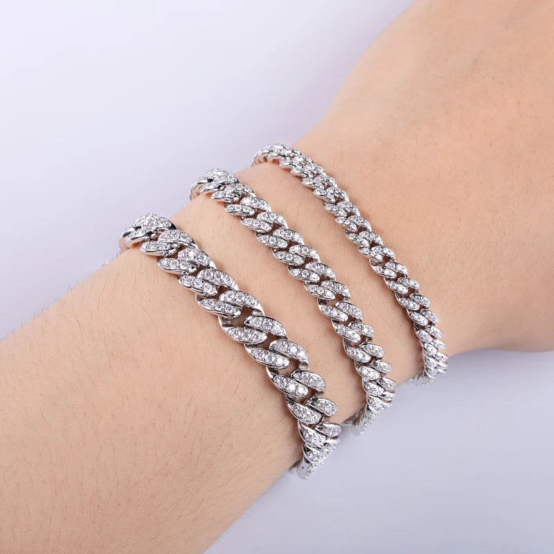 Moissanite Cuban Link Bracelet – 925 Silver Iced Out Hip Hop Jewelry