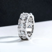 Moissanite Roman Column Ring – 925 Silver Vintage Wedding Band
