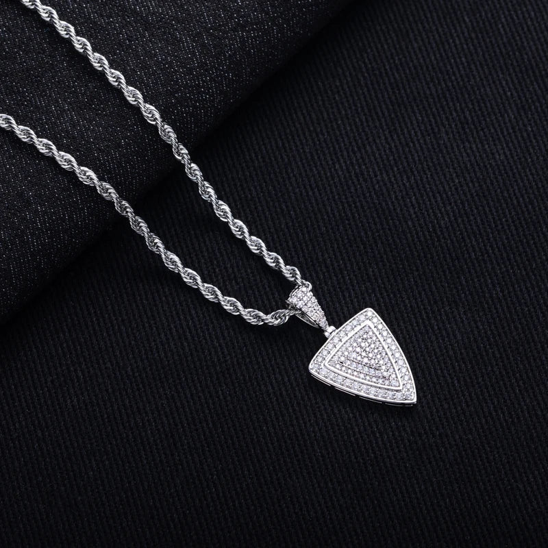 1ct Moissanite Triangle Pendant – 14K Gold Plated