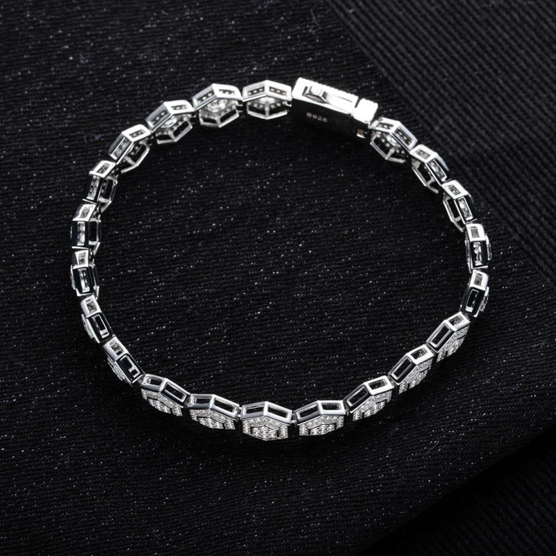Moissanite Hexagon Bracelet – 925 Silver Hip Hop Bangle Unisex