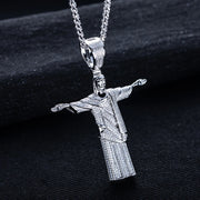 1.23cttw Moissanite Redeemer Pendant – 925 Silver Iced Necklace