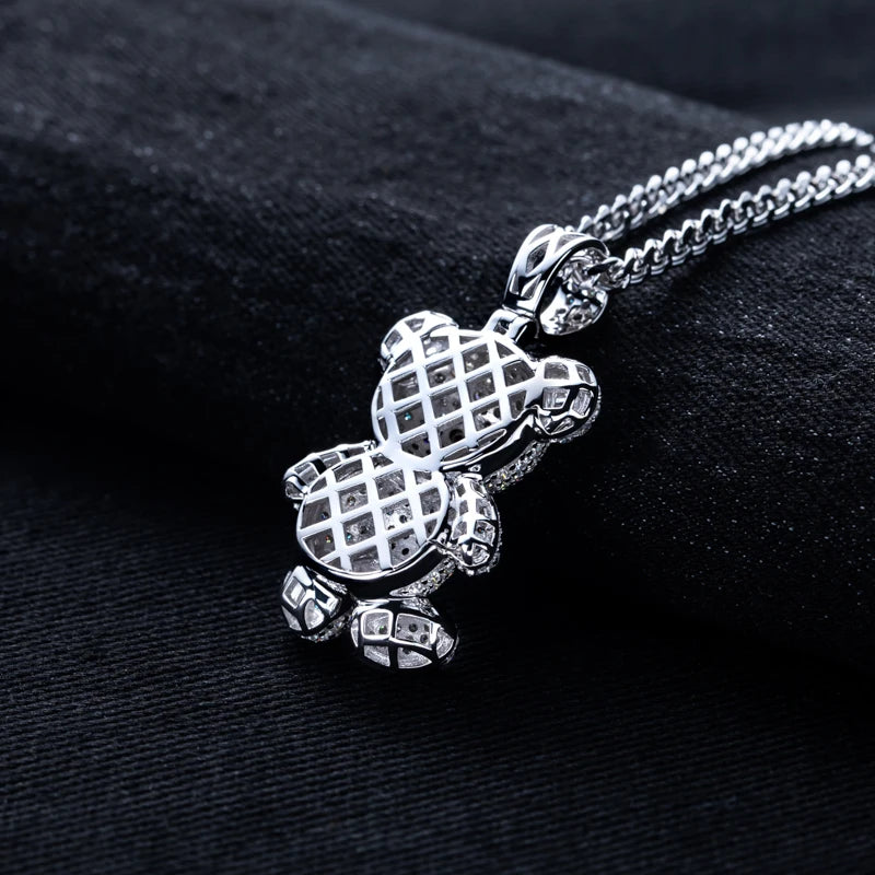 2.68cttw Moissanite Teddy Bear Pendant – 925 Silver Iced Out Necklace