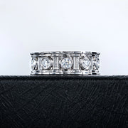 Moissanite Roman Column Ring – 925 Silver Vintage Wedding Band