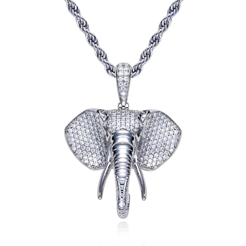 Iced Out Elephant Pendant – 925 Silver Moissanite Hip Hop Necklace