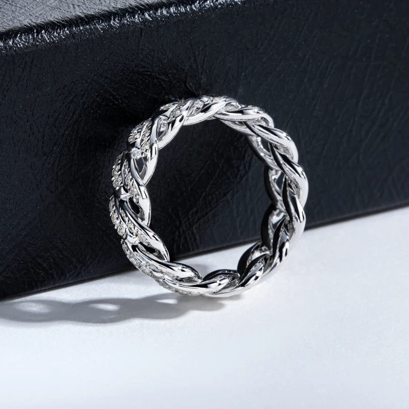 Moissanite Cuban Ring – 925 Silver Iced Out
