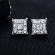 Moissanite Square Stud Earrings – 925 Silver Iced Out Jewelry