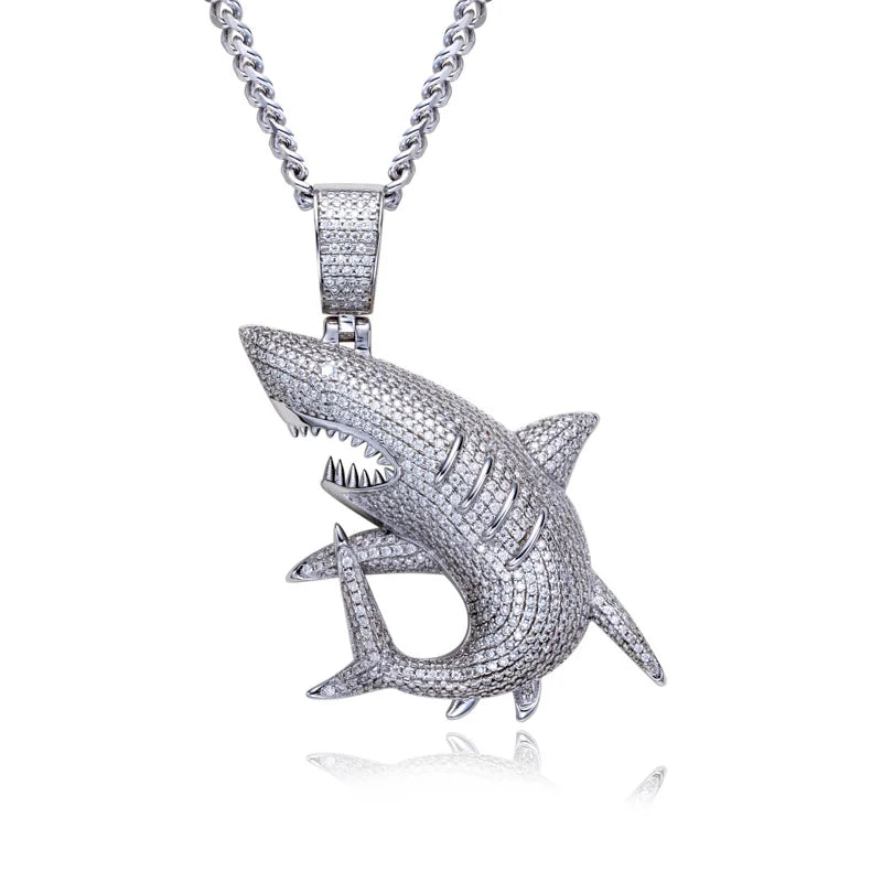 2.79cttw Moissanite Shark Pendant – 925 Silver Necklace